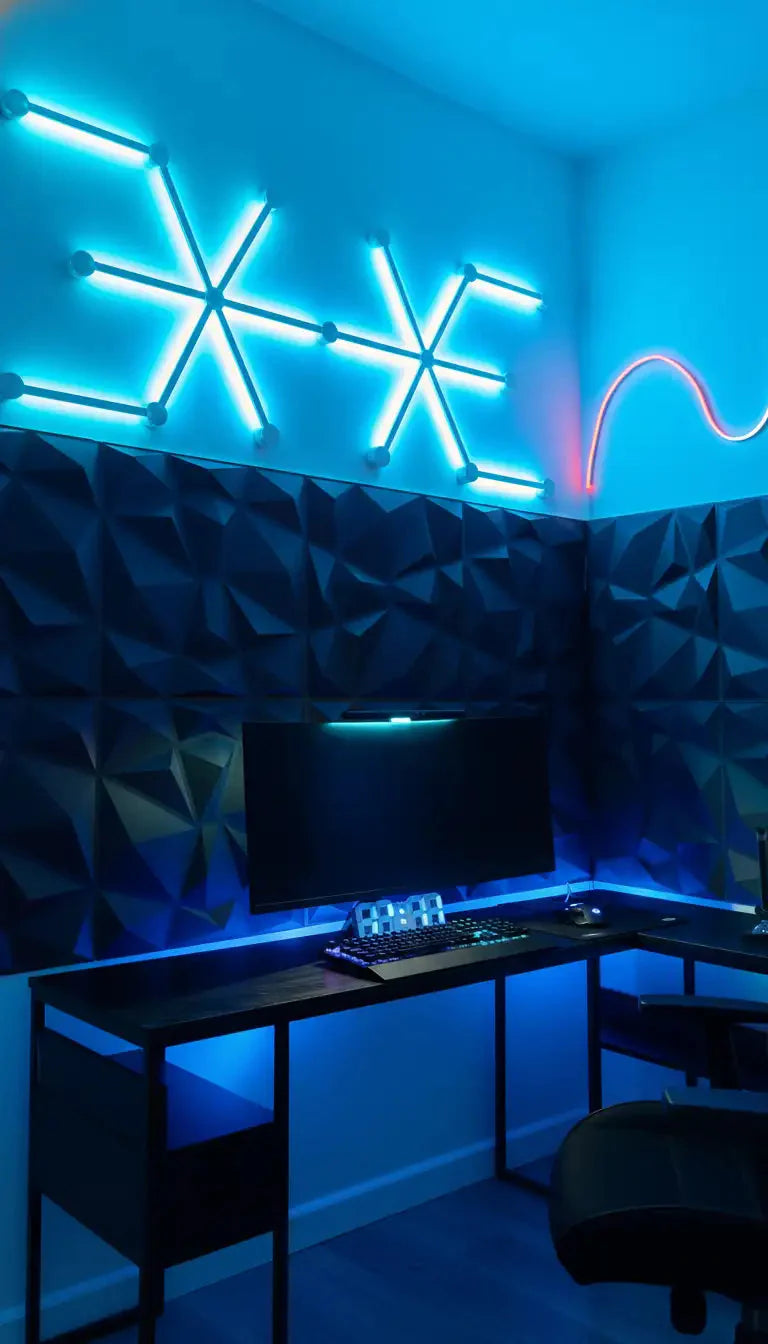 3D foam wall panels in white and black for premium gaming setups