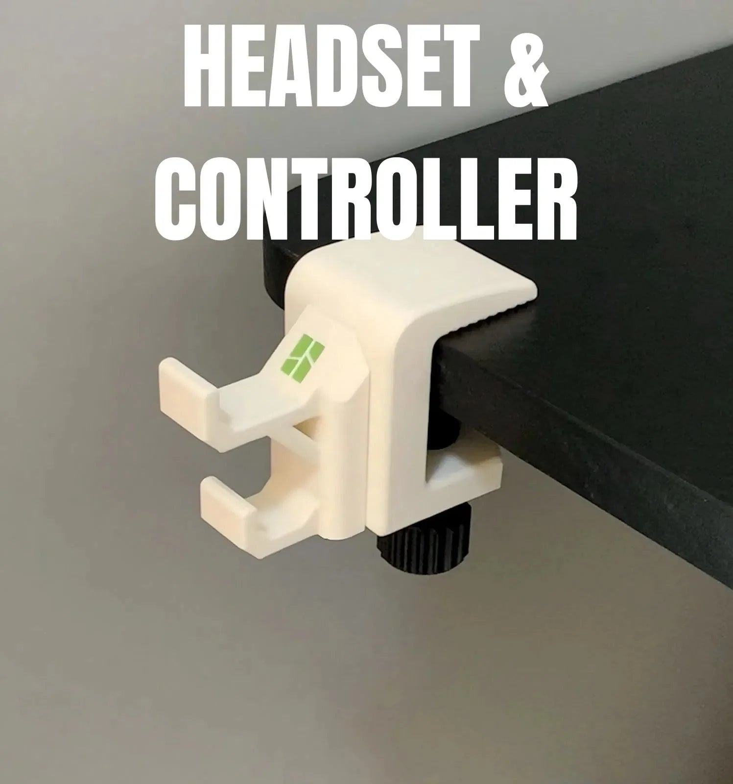 Clamp-on desk organiser holding cables and accessories at the edge of a desk