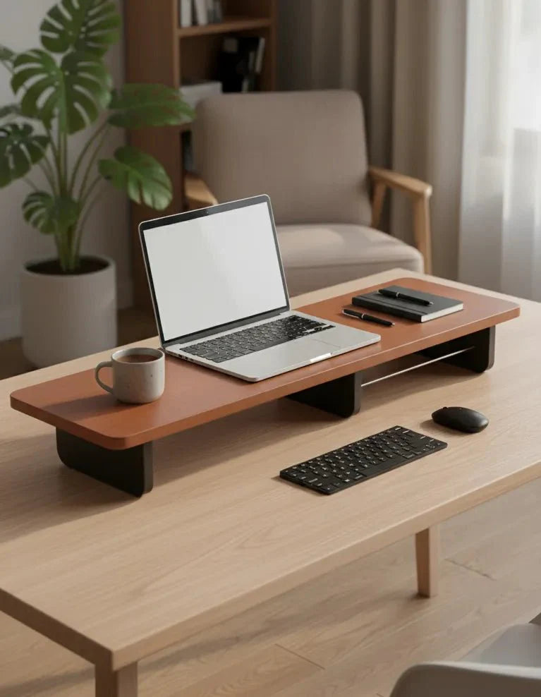 Natural wood desk shelf for premium gaming setups