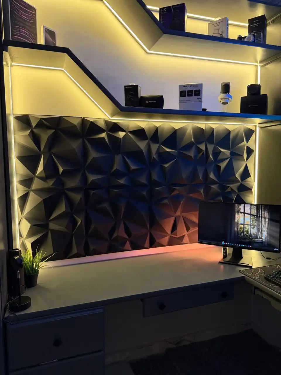 3D Wall Panel Foam 50x50cm Black