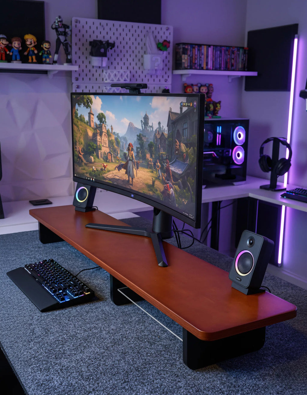 Desk Shelf Made of Natural wood - CoffeeGamerStore