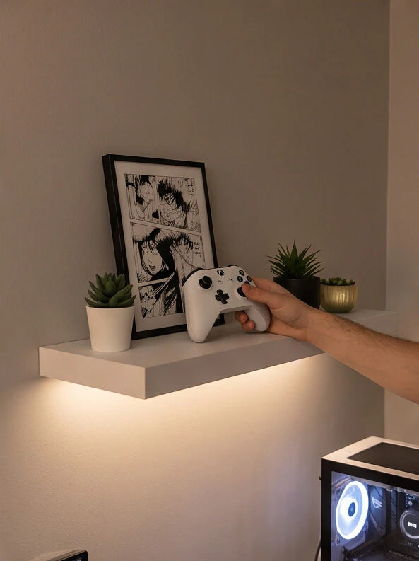 White floating wall shelf for figures, photo 4