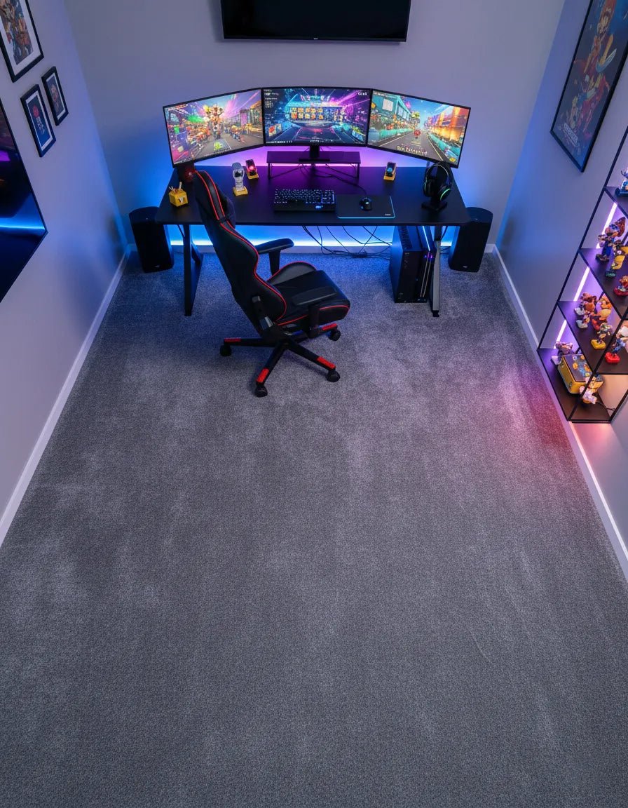 Gray carpet for setup - CoffeeGamerStore