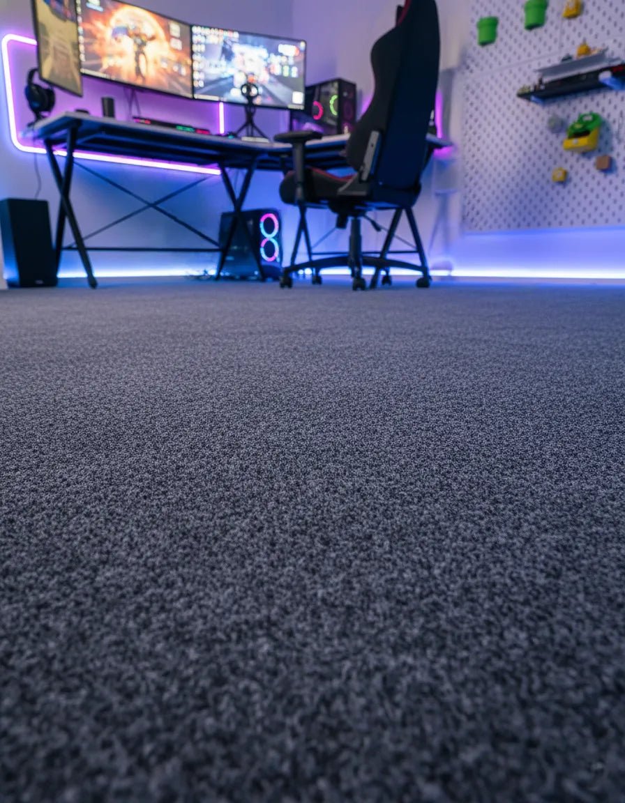 Gray carpet for setup - CoffeeGamerStore