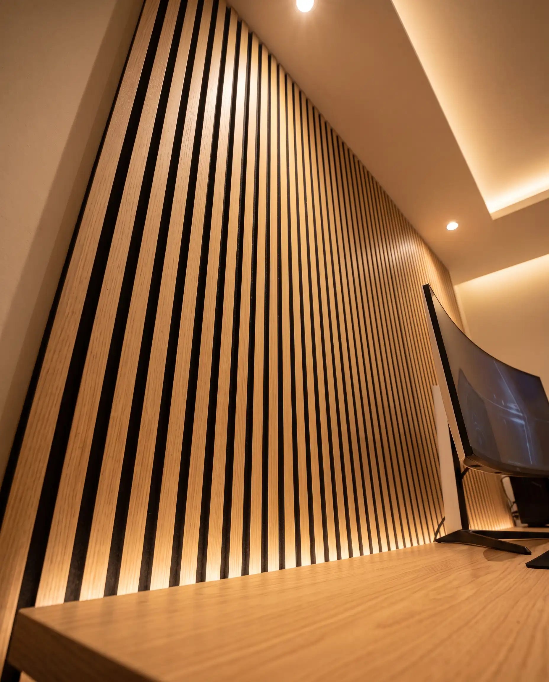 Wooden Slat Acoustic Wall Panel — Walnut & Oak