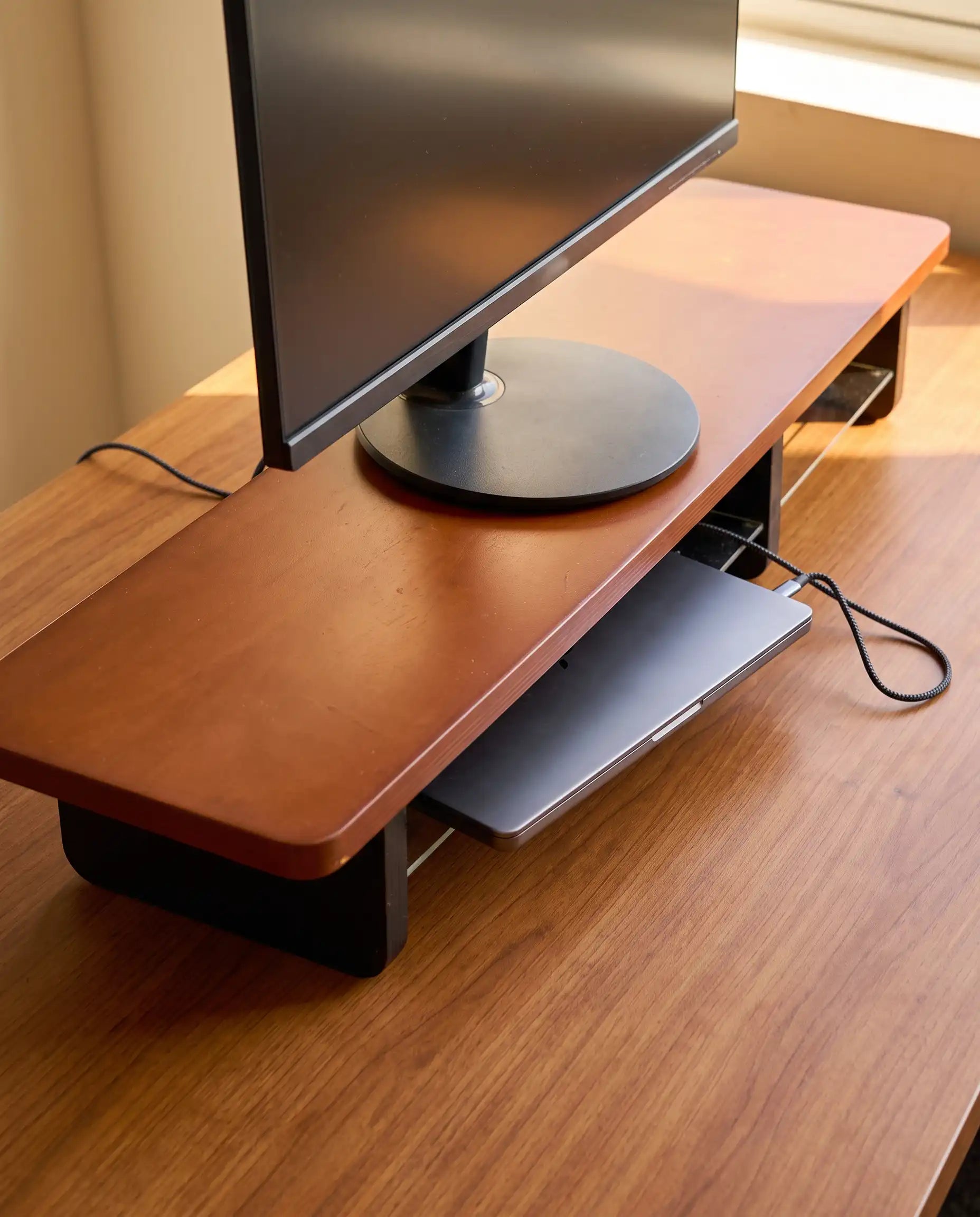 Desk Shelf Made of Natural Wood