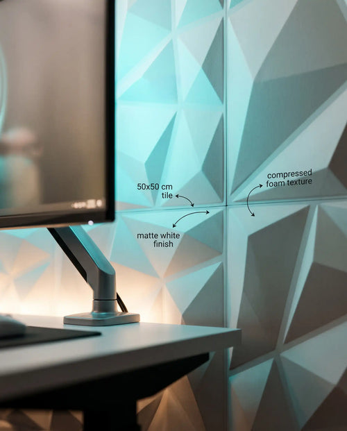 3D Wall Panel Foam 50x50cm White