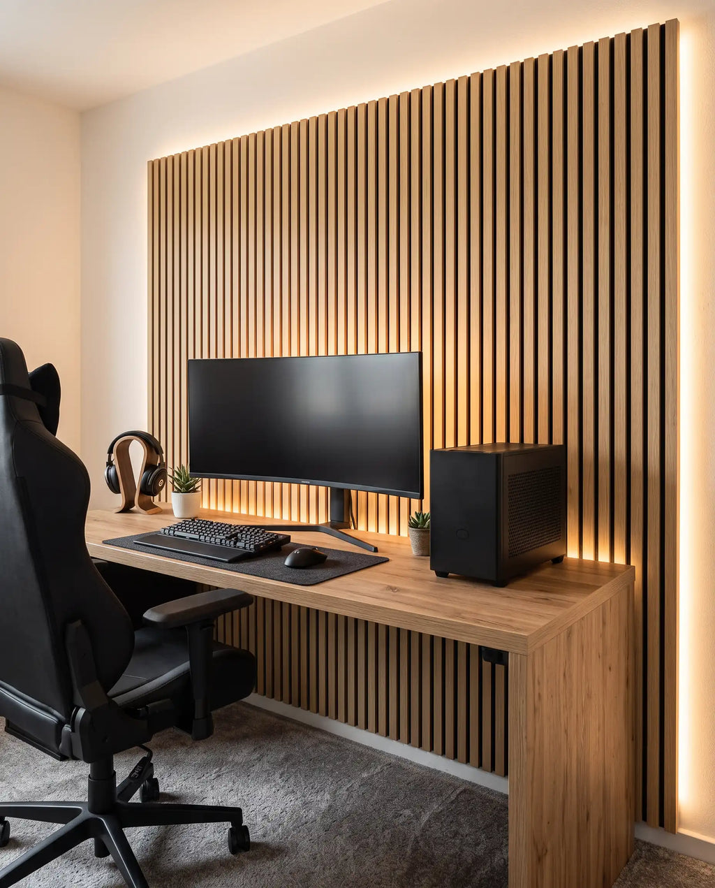 Wooden Slat Acoustic Wall Panel — Walnut & Oak