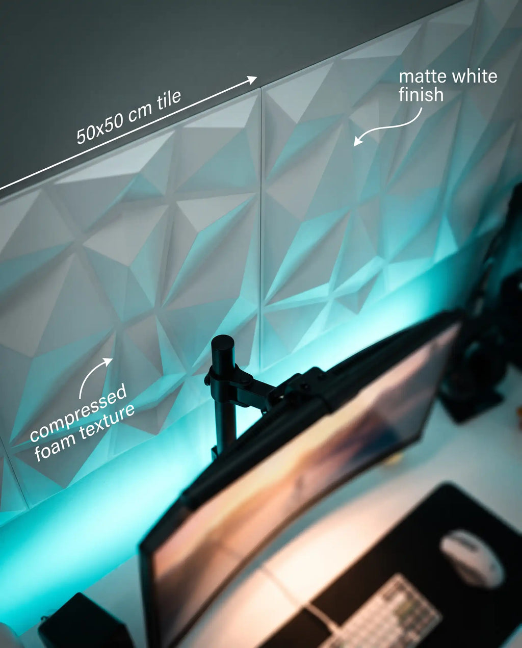 3D Wall Panel Foam 50x50cm White