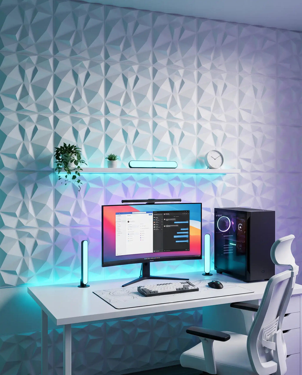 3D Wall Panel Foam 50x50cm White