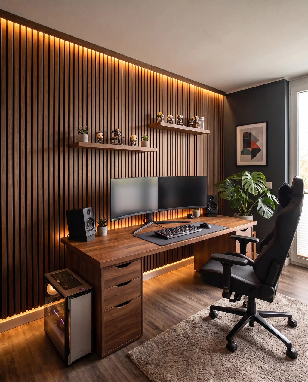 Wooden Slat Acoustic Wall Panel — Walnut & Oak