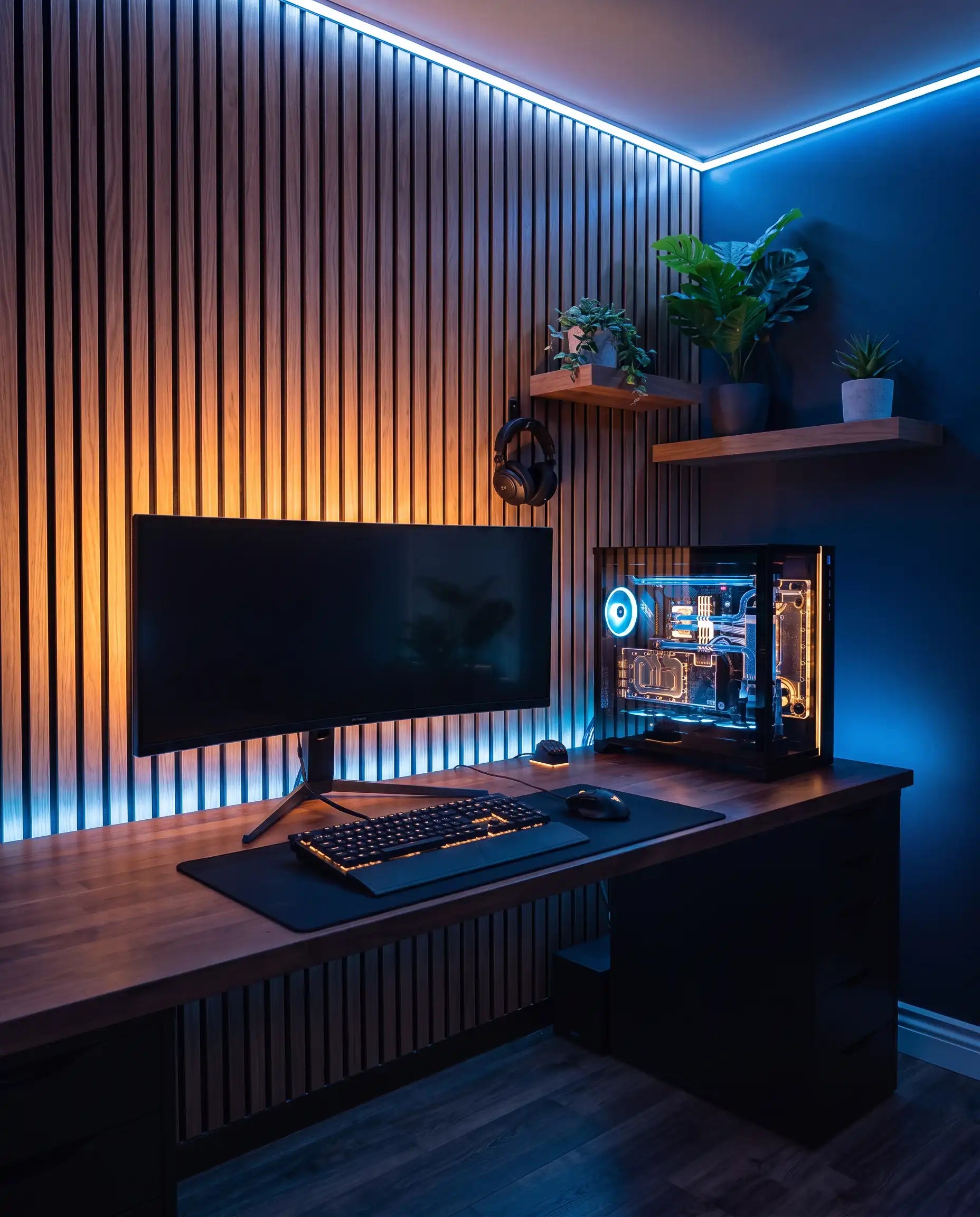 Wooden Slat Acoustic Wall Panel — Walnut & Oak