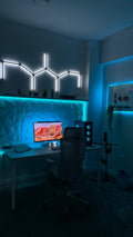 Nano Lines RGB bendable light strips shaped across a wall